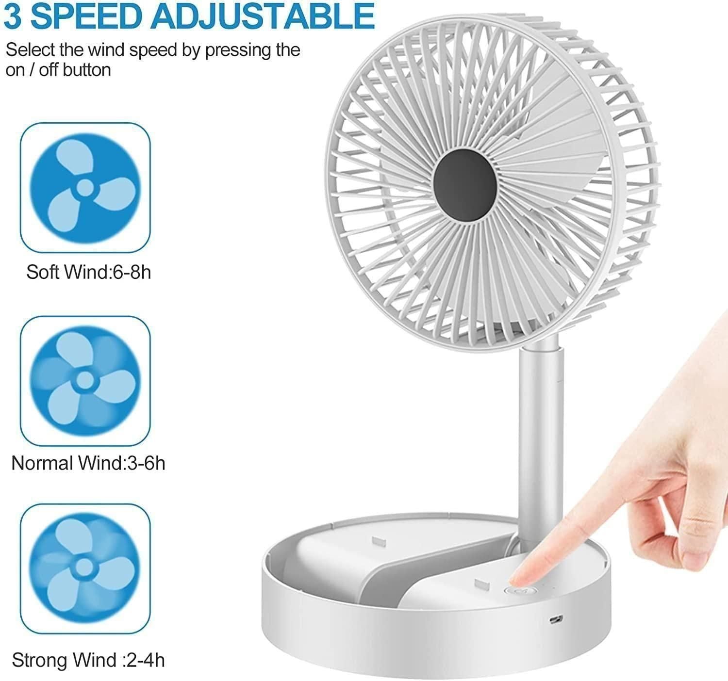 Powerful Rechargeable Table Fan — Portable Desk Fan with Quiet Motor & Multiple Speeds