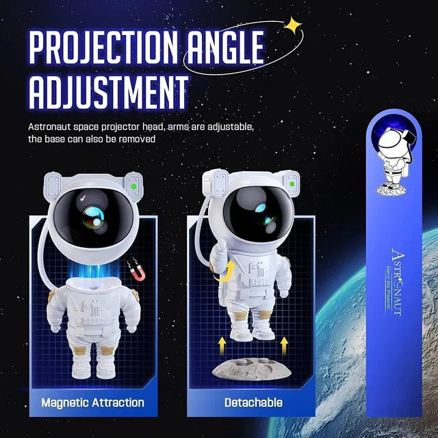 🌌 Astronaut Galaxy Projector — 360° Magnetic Head LED Night Star & Nebula Lamp