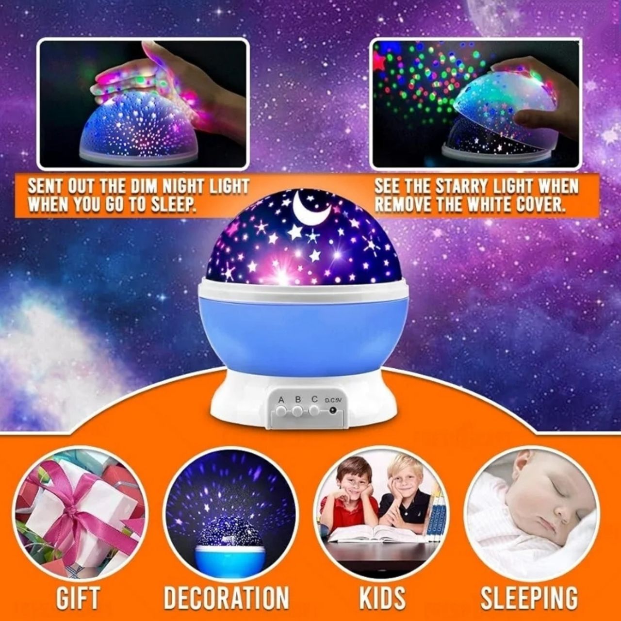 3D Moon & Star Night Lamp — Touch-Control LED Celestial Bedroom Decor