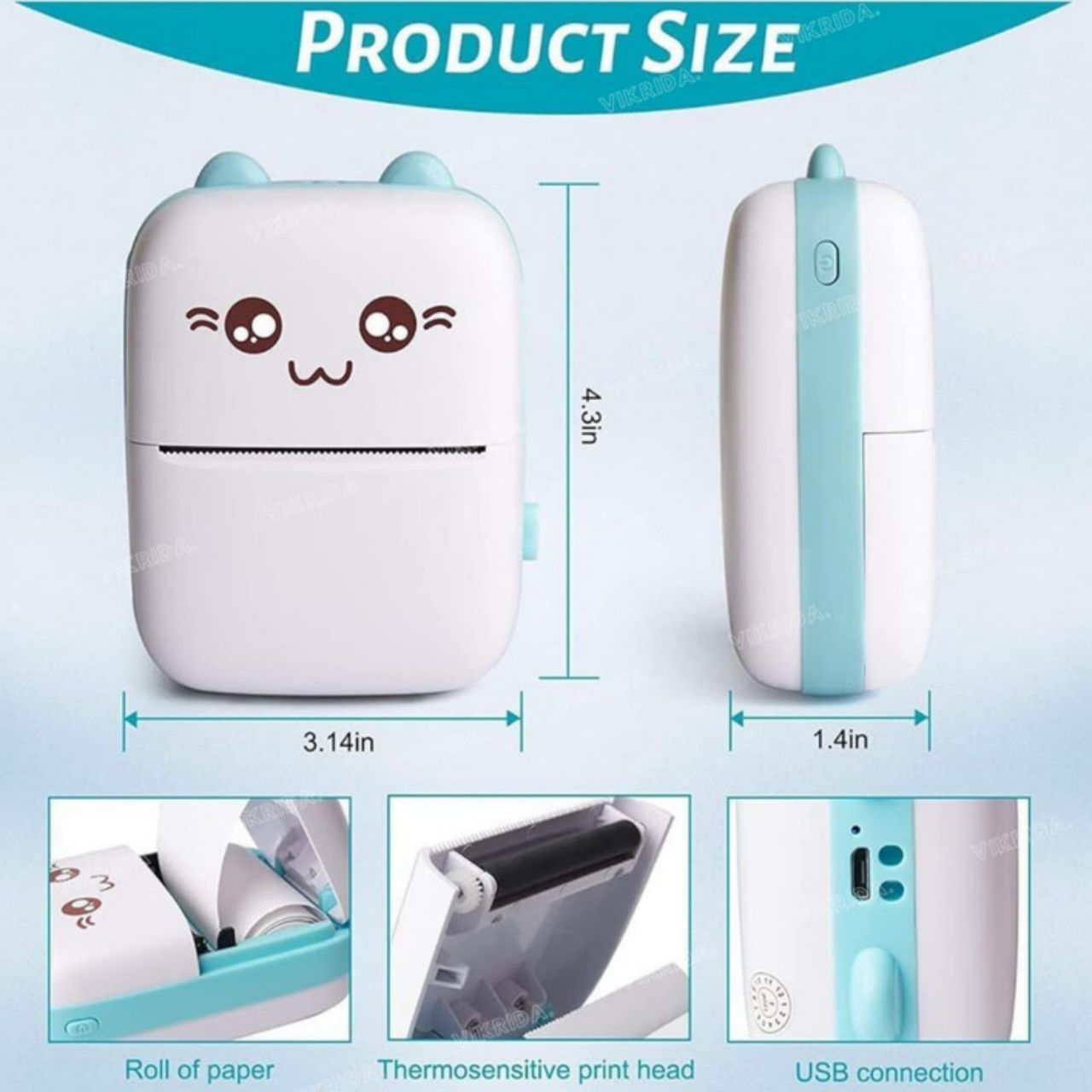 Bluetooth Mini Inkless Thermal Printer — Portable Wireless Photo & Label Printer for Students