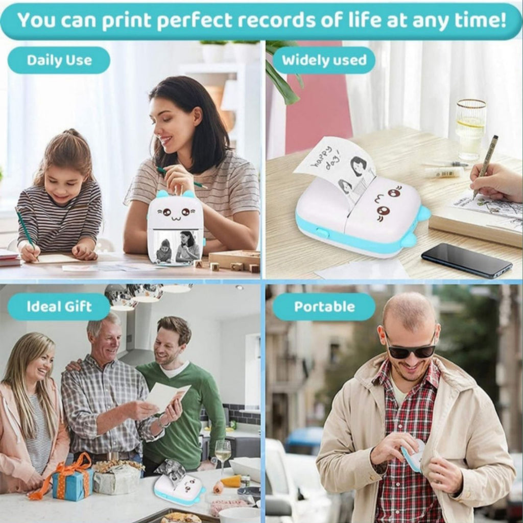 Bluetooth Mini Inkless Thermal Printer — Portable Wireless Photo & Label Printer for Students