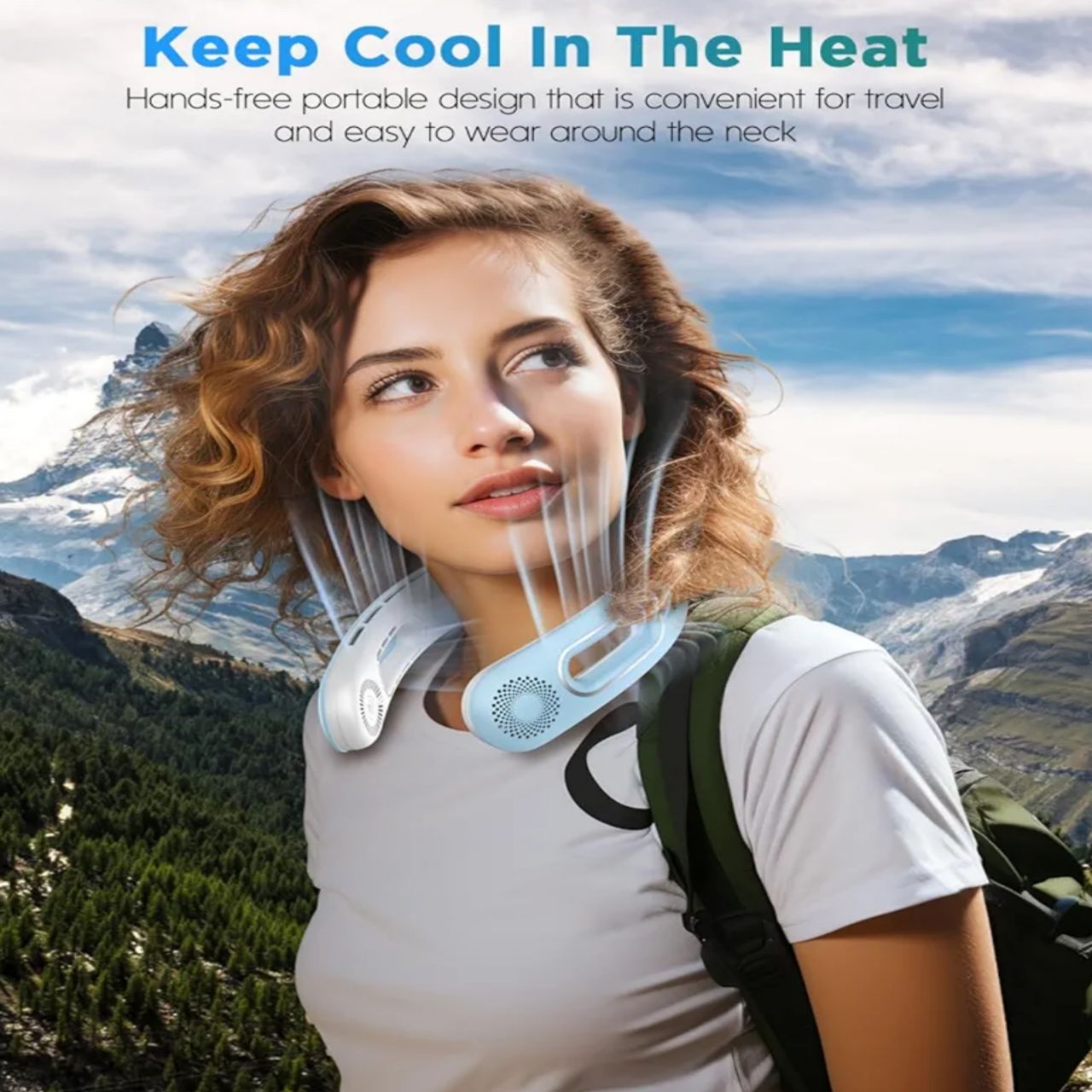 Portable Bladeless Neck Fan — Rechargeable Hands-Free Cooling for Travel & Workouts