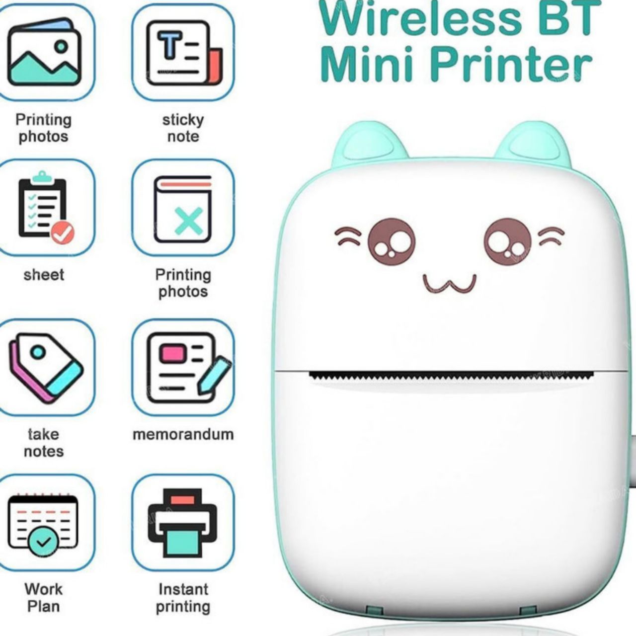 Bluetooth Mini Inkless Thermal Printer — Portable Wireless Photo & Label Printer for Students