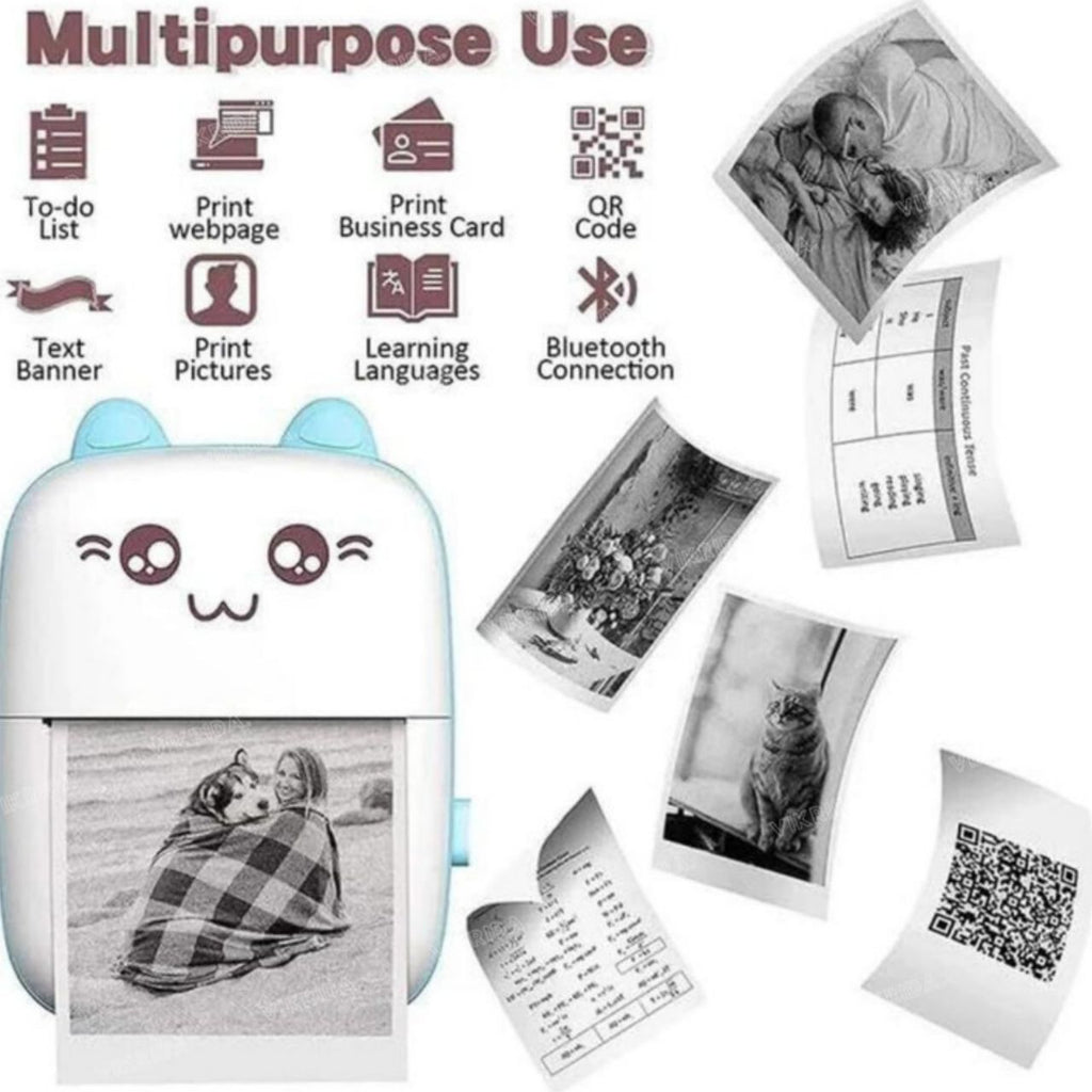 Bluetooth Mini Inkless Thermal Printer — Portable Wireless Photo & Label Printer for Students