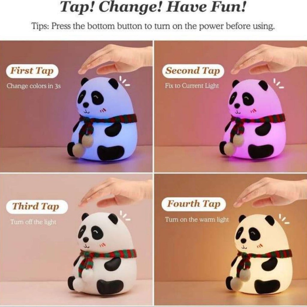 Cute Panda Night Light — Soft Silicone Touch Lamp for Kid's Rooms