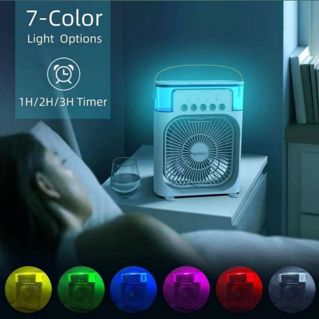7-Mode LED Mini Evaporative Cooler Fan — Portable Spray Air Cooler for Room & Travel