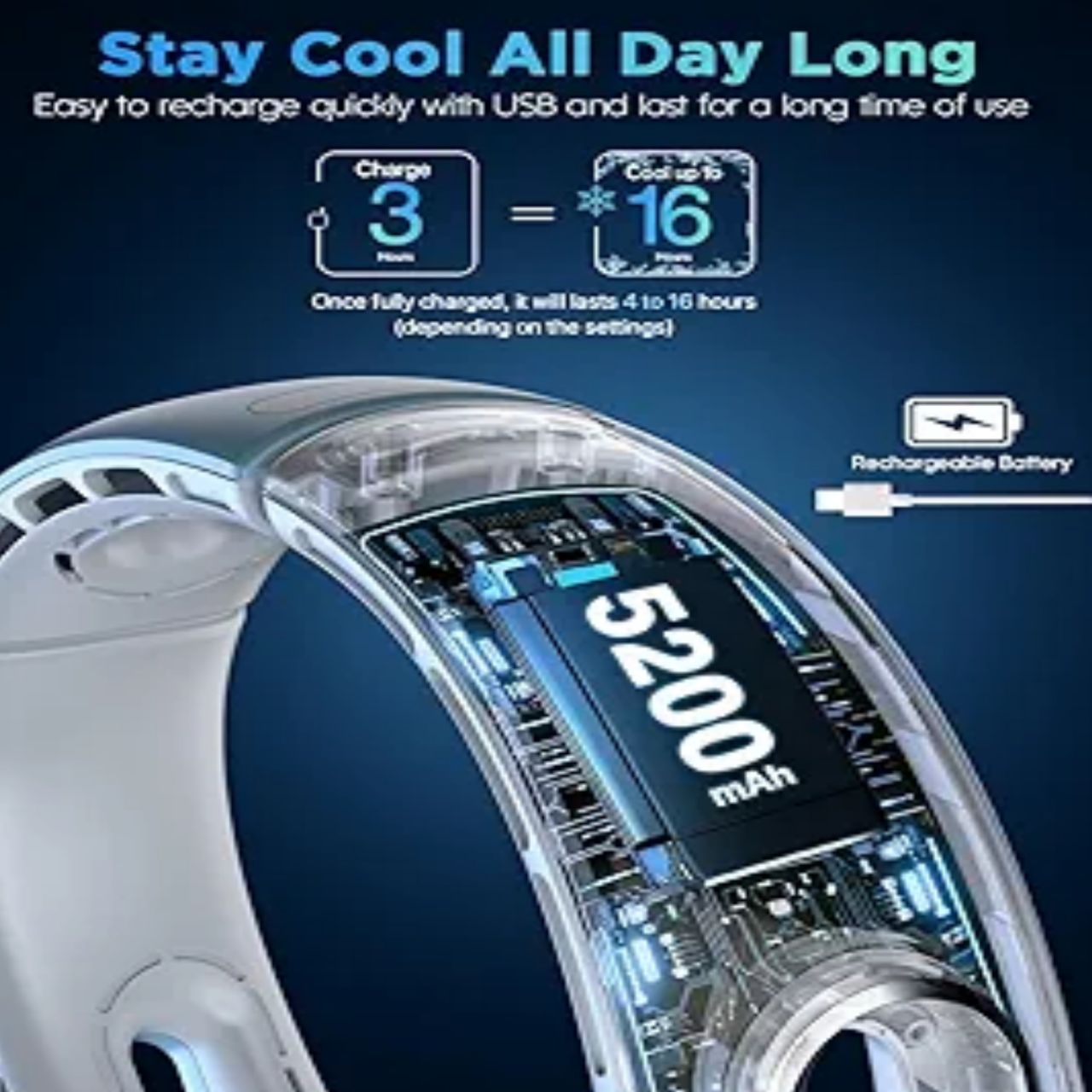 Portable Bladeless Neck Fan — Rechargeable Hands-Free Cooling for Travel & Workouts