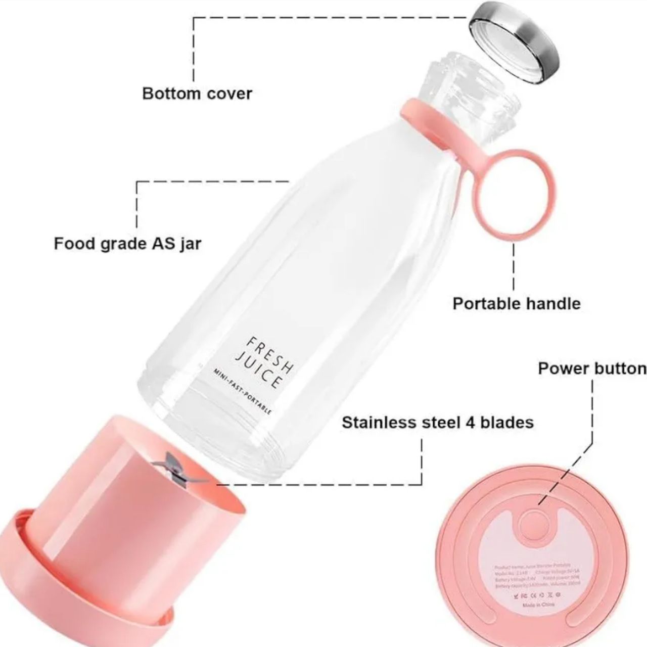 Portable Mini Juice Blender — USB Rechargeable Bottle-Style Smoothie Maker