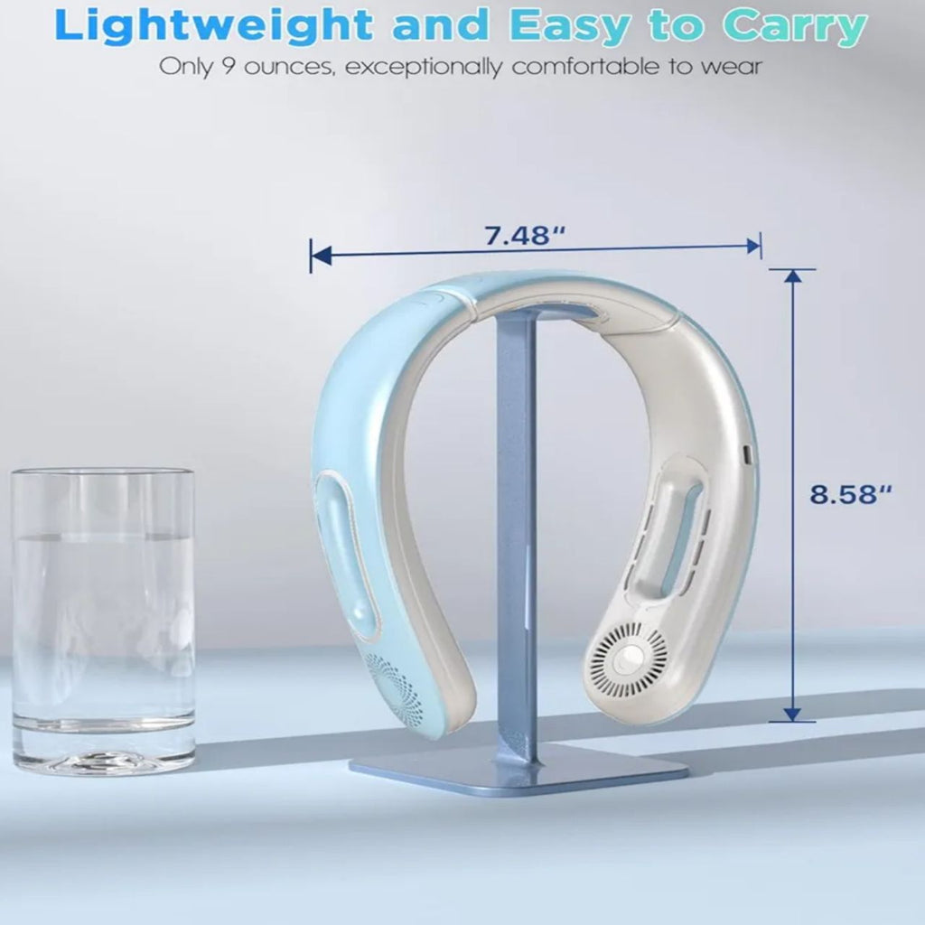 Portable Bladeless Neck Fan — Rechargeable Hands-Free Cooling for Travel & Workouts