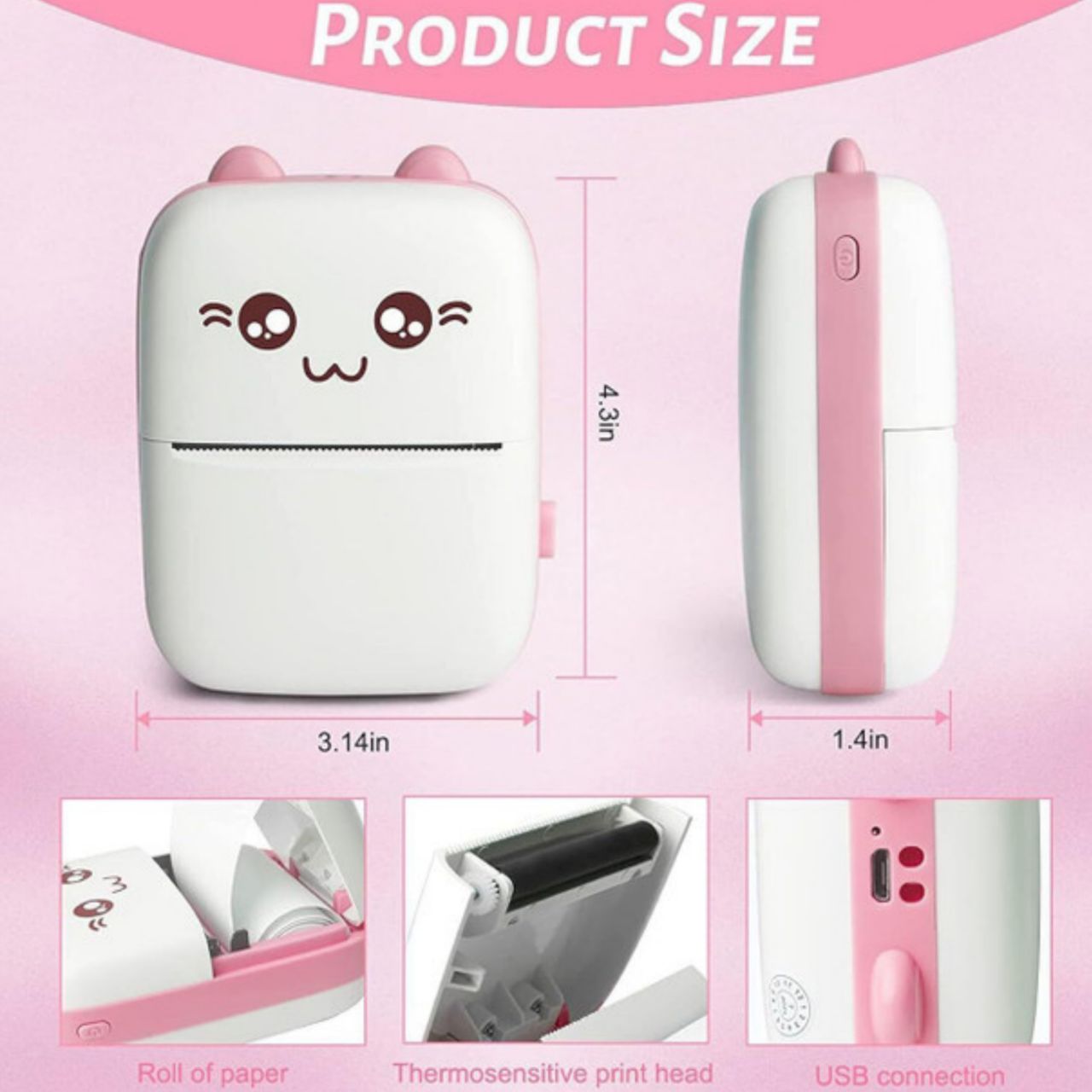 Bluetooth Mini Inkless Thermal Printer — Portable Wireless Photo & Label Printer for Students