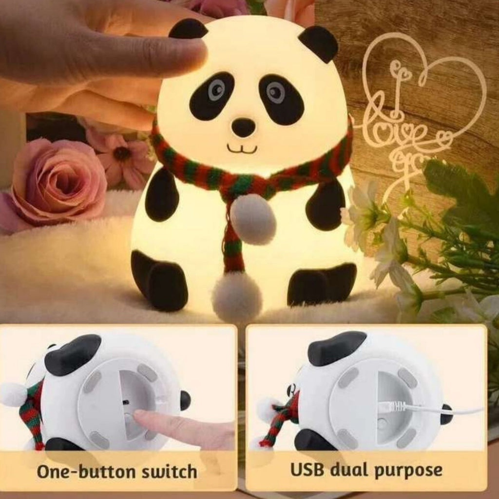 Cute Panda Night Light — Soft Silicone Touch Lamp for Kid's Rooms