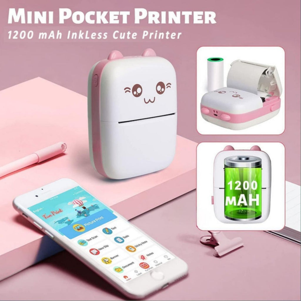 Bluetooth Mini Inkless Thermal Printer — Portable Wireless Photo & Label Printer for Students