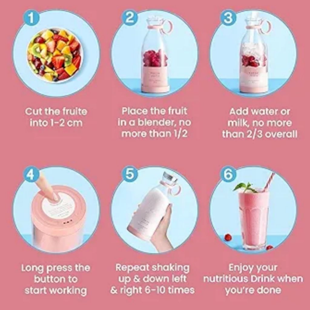 Portable Mini Juice Blender — USB Rechargeable Bottle-Style Smoothie Maker